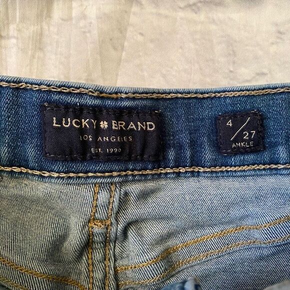 Lucky Brand women 4/27 ankle high rise skinny Bridgette button fly blue jeans - Picture 4 of 11